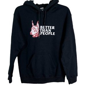 Gildan Dogs Are Better Than People Pullover Hoodie Sweatshirt Black Unisex Sz S
